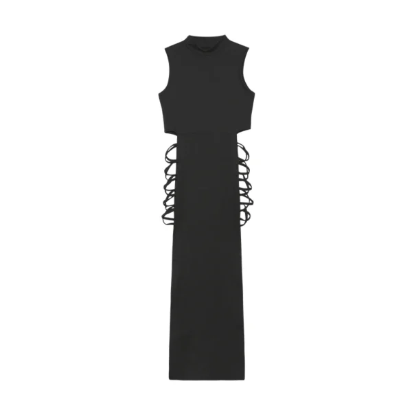 Criss Cross Cut Out Dress, Sexy Bodycon Mock Neck Sleeveless Dress, Women's Clothing - Image 3
