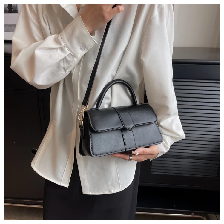 Black PU Leather Shoulder Bag: Fashion Crossbody Vintage Underarm Satchel 17 kf S8f780743b52c4aa589cf467dd605d1a0B
