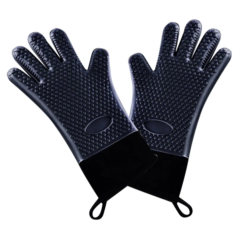 1Pc Double Layer BBQ Oven Gloves Silicone for Cooking Grilling Waterproof Mitts kitchen utensils oven mitts