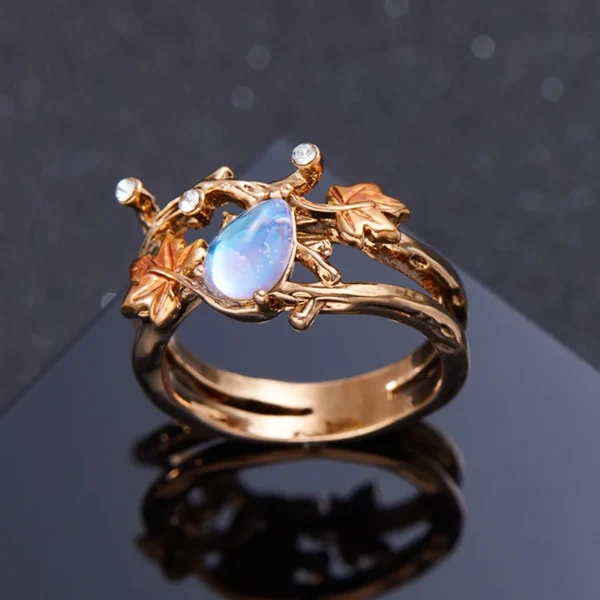 Creative Retro Niche Exquisite Branch Maple Leaf Ring Women's Fashion Creative Holiday Party Valentine's Day Jewelry Accessories - Image 2