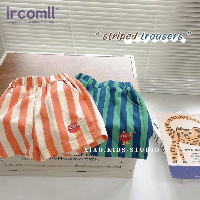 2pcs Newest Summer 2025 Trend Korean Style Toddler Boys Girls Shorts Elastic Band Short Pants Bottoms Stripes Kids Casual Shorts