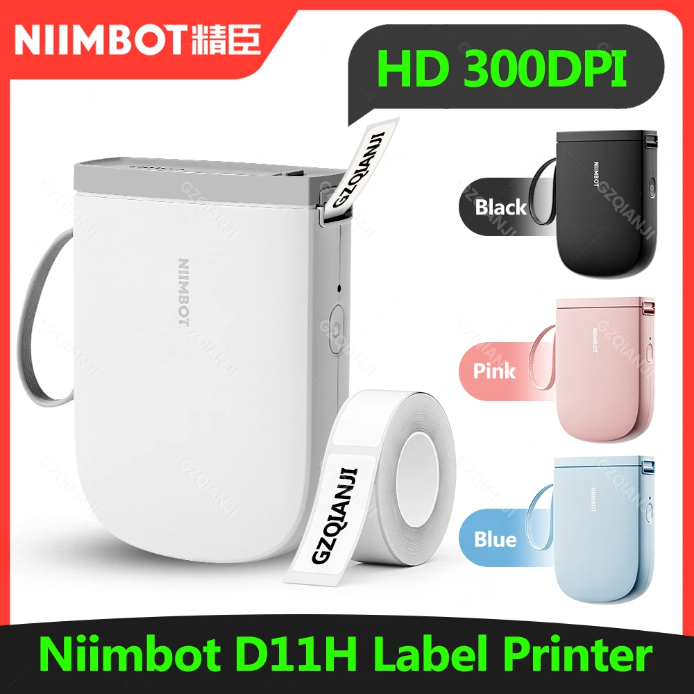 D11H 300DPI NIIMBOT Label Printer Mini Portable Bluetooth Wireless Label Maker Name Tag Kitchen Sticker Printing Maker D11 D110