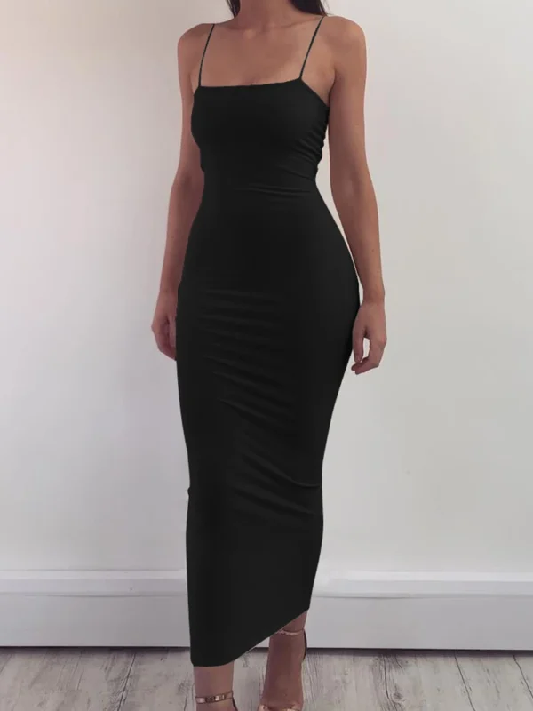 2025 New Spring Summer Women's High Elastic Sleeveless Backless Dress Long Sling Dresses Club Sexy Suspender Dress - Image 4