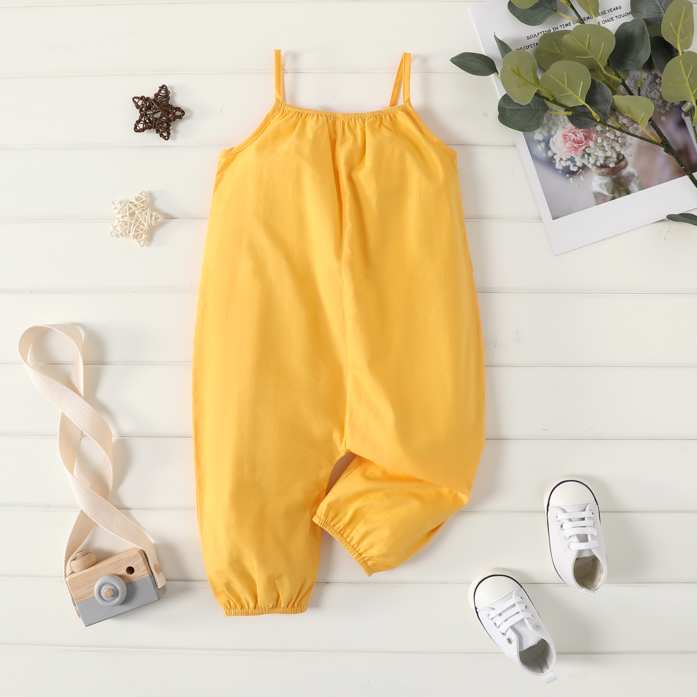 PatPat Baby Girl Overalls: 100% Cotton Loose-Fit Spaghetti Strap Harem Pants 15 kf S9f0a81a5061245aab781fbb3b513099dl