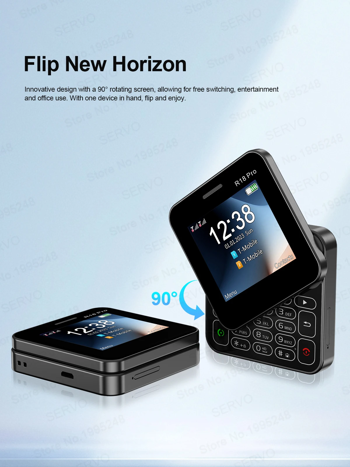 SERVO R18Pro Rotating Screen Mini Phone: Magic Voice, Button Slider, 2.4" 21 kf S9fb281680db849b48fdfd43f6b34d9687