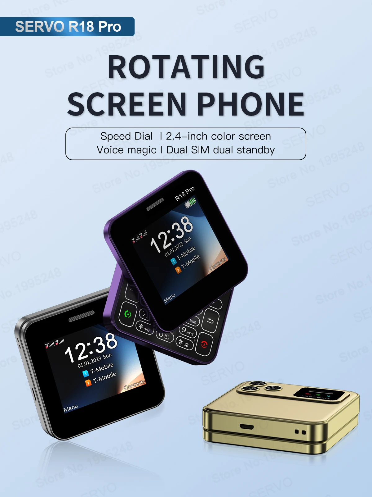 SERVO R18Pro Rotating Screen Mini Phone: Magic Voice, Button Slider, 2.4" 8 kf Sa398c0e0cf6a42ceaa09b3db39497eeb9