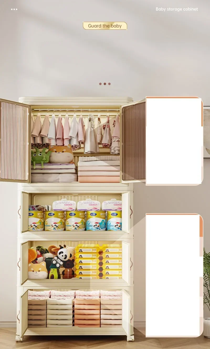 Plastic Folding Storage Cabinet: Baby Wardrobe, Snack, & Toy Storage Box 11 kf Sa674ce6b2c034a1f8b15423be279be86J