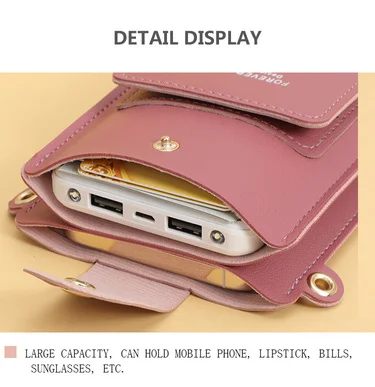 Soft Leather Phone Purse: Touch Screen Wallet Crossbody Shoulder Handbag 11 kf Sa8f4502e0ce2439ab0abdbc95b531aa3k