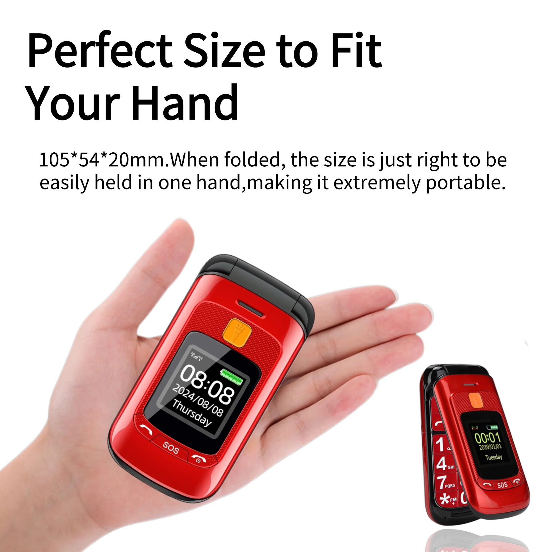 Senior Flip Dual Display Phone: Large Button, Speed Dial, SOS Call 13 kf Saec1d8c2b39e467da0dd4a5d85bbb288u