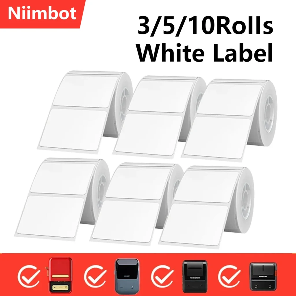 NiiMbot B1 B21 Mini Thermal Portable Label Printer 1/10Rolls Barcode Sticker Self-adhesive Printing Labeling Machine Tag Price