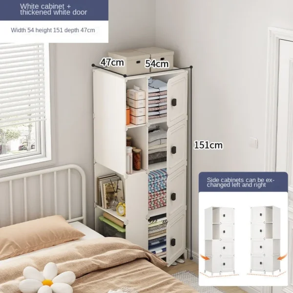 Bedroom Household Multilayer Single Door Folding Storage Cabinet Locker Collapsible Dustproof Wardrobe Goods Shelves Furniture - Image 2