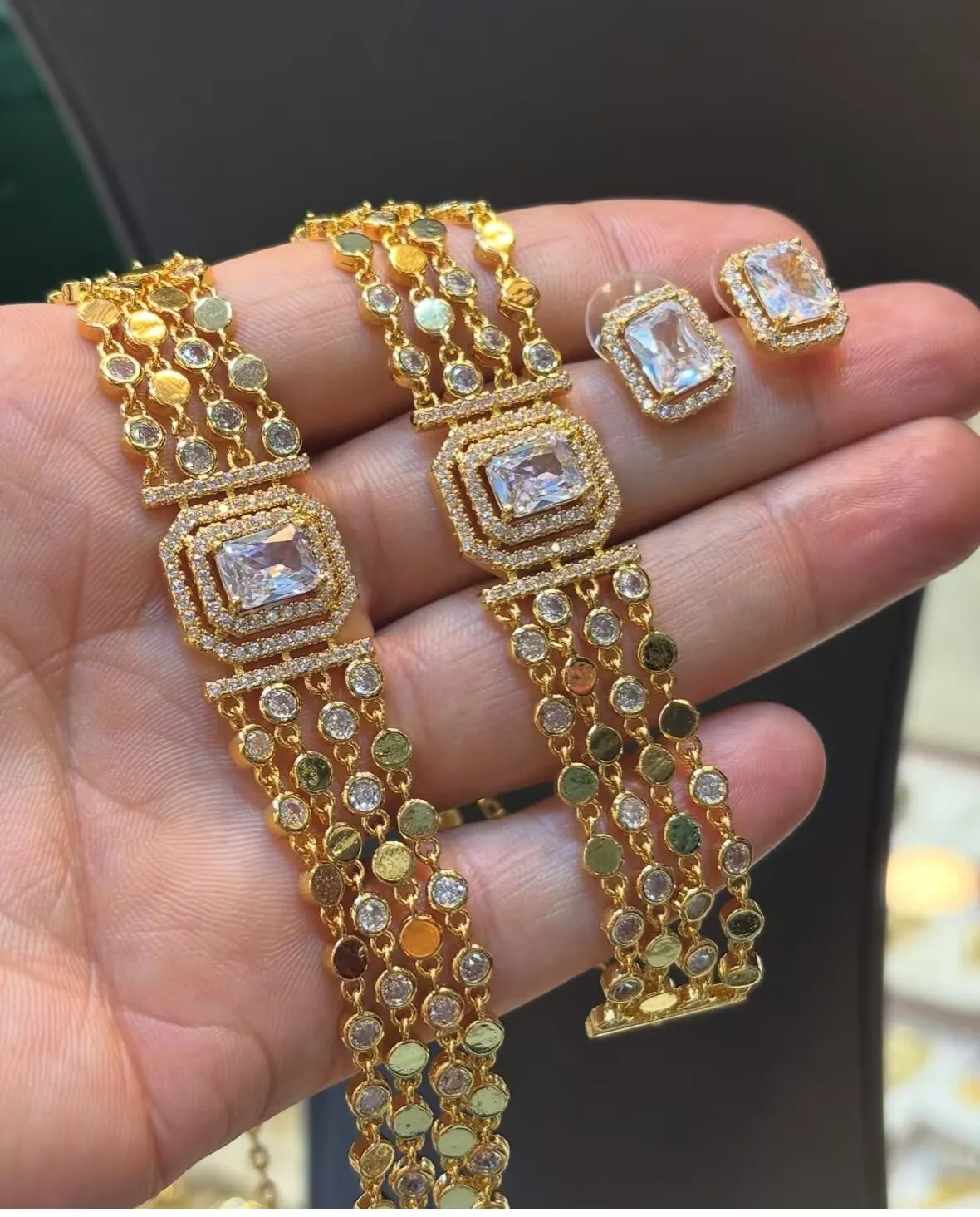 ACCKINGTrendy Fashion3 PCS Luxury Waterdrop Indian Jewelry Sets For Women Wedding Party Indian Dubai Bridal jewelry Set