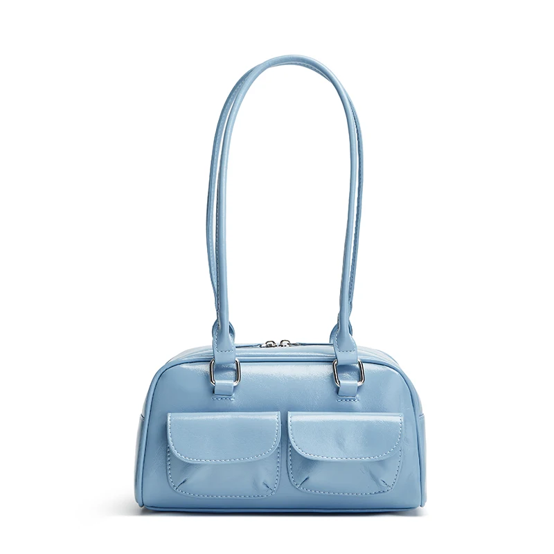 Oil Wax Leather Bowling Bag: Multi-Pocket Armpit Commuting Handbag 12 kf Sb6c6ef4358a6473692482bc0416f2e9e3
