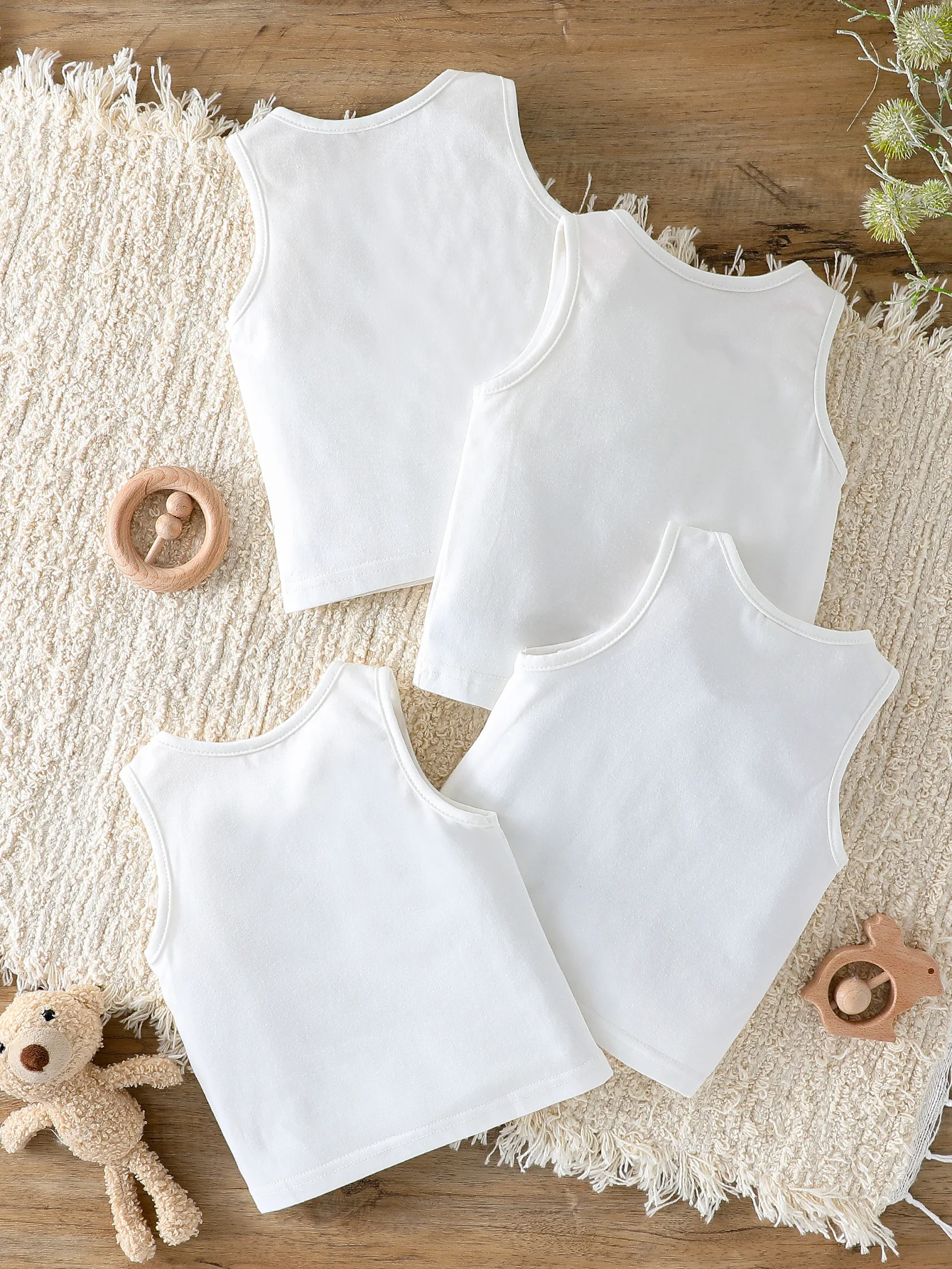 4PCS Unisex Baby Vest Top: Pure Solid Colors Sleeveless Sporty Tank (1-2Y) 8 kf Sb91ff910bfbb4c6f83064d37a5d6df87E