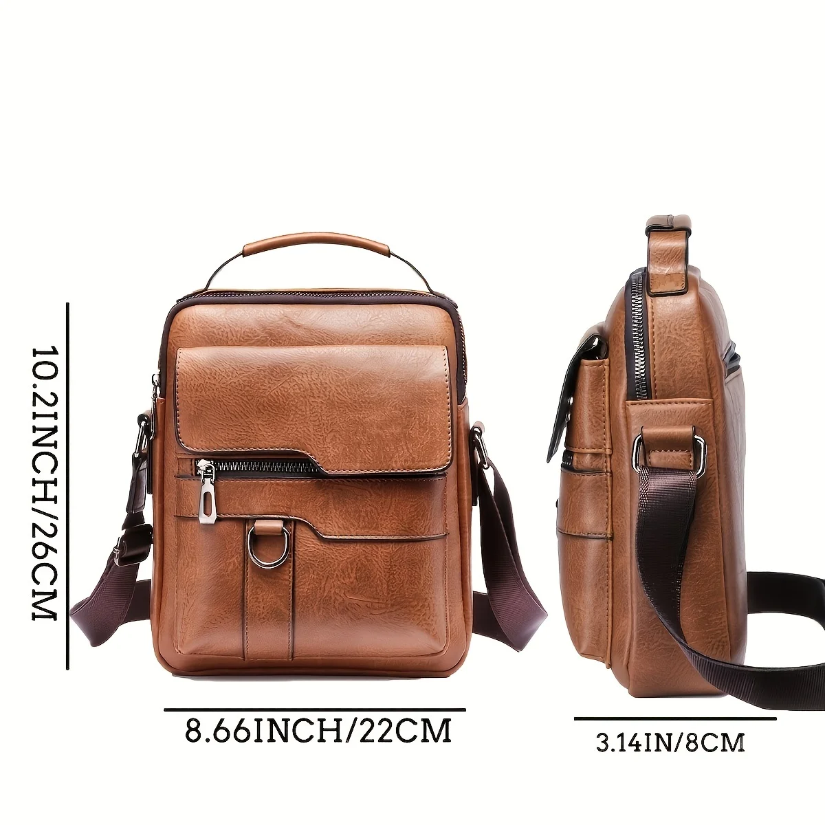 Men's Casual Crossbody Briefcase Backpack: Vertical Flap Messenger Bag 10 kf Sb932fe682736468f92de2d12a884e9c9J