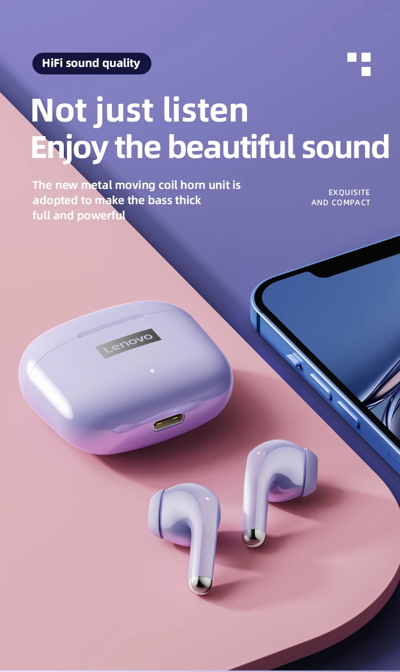 5PCS Lenovo LP40 Pro TWS Earphone: Bluetooth 5.0, Noise Reduction, Touch 12 kf Sb9624bb6e97b4e38b06ffb23eec0fb33V