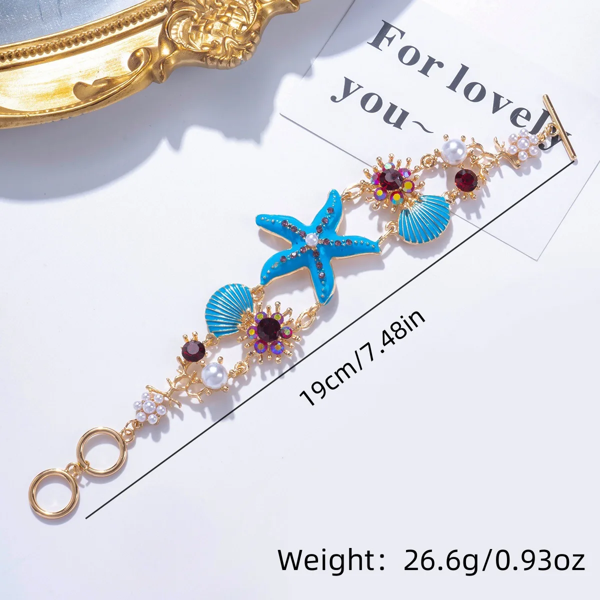 Bohemian Starfish Shell Bracelet: Crystal Pearl Summer Beach Bangle 10 kf Sbc82e67d594649a1a08b5e2cdf1b9888B