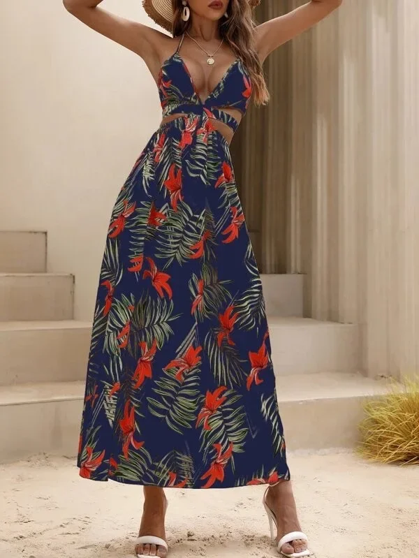 Elegant Bohemian Printed Dress: Sexy Bareback Bow Split Beach Party Wear 34 kf Sc004c6ab5b9d4c7d9c6069662fadbf09Q