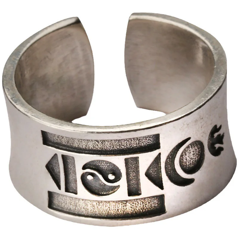 Retro Mongolian Ring: Silver Punk Gothic Open Ring, Unisex Lovers Gift 15 kf