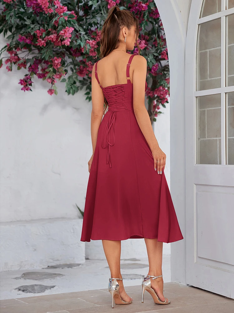 NewAsia Solid Sleeveless Long Dress: Bandage Camisole Padded Elegant Vestidos 9 kf Sc39b977351e1446f866dd2ba3a45f2b2s