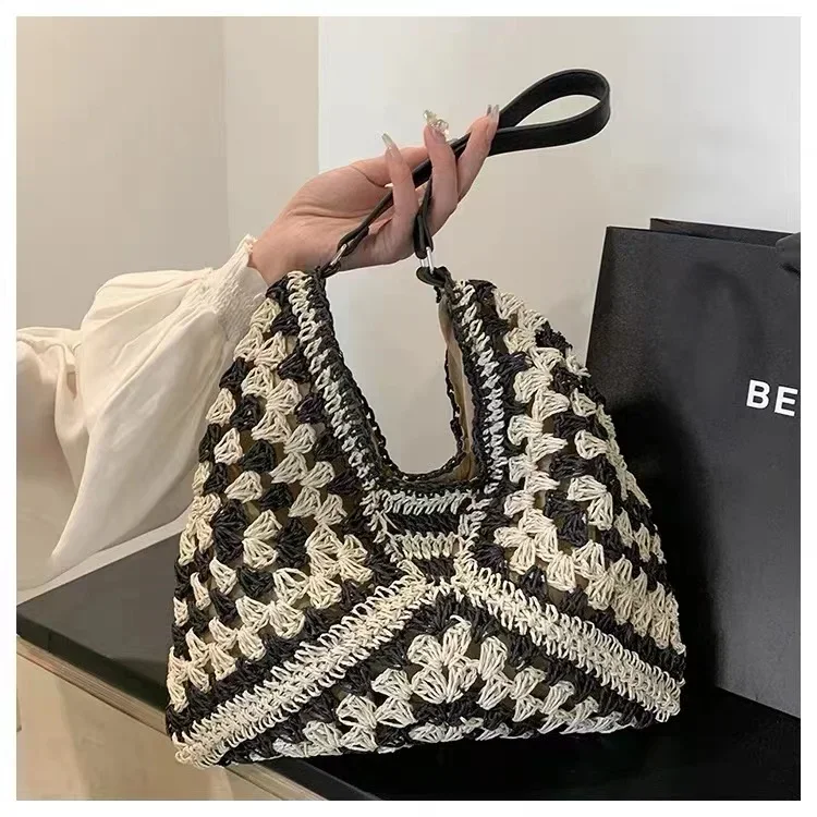 Weaving Clutches Top-Handle Bag: Large Portable Beach Shopper Tote Bag 20 kf Sc64b92ec7961426c9e5edd2223d2ec5eH