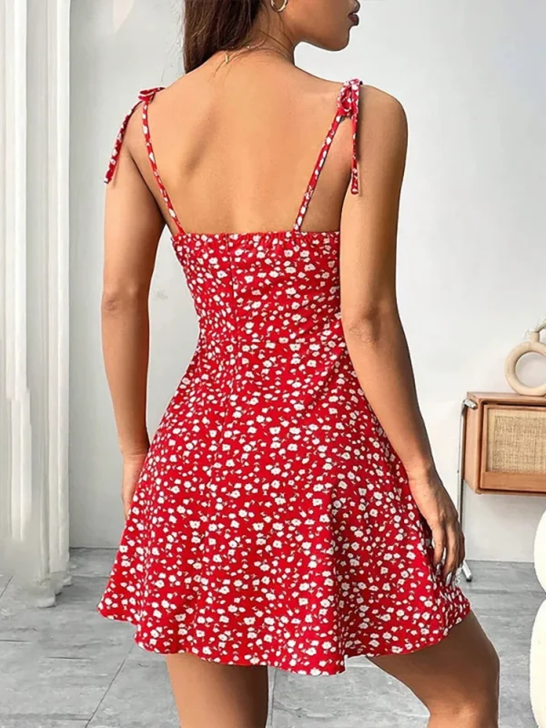 Women's Summer Floral Spaghetti Strap Beach Short Dress,Womens Dresses,Woman Clothing,Woman Clothes,Sundress,New In Dress 2025 - Image 6