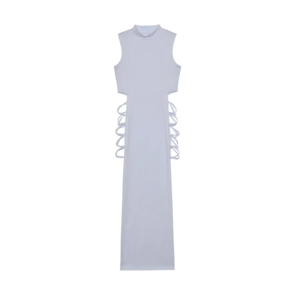 Criss Cross Cut Out Dress, Sexy Bodycon Mock Neck Sleeveless Dress, Women's Clothing - Image 2