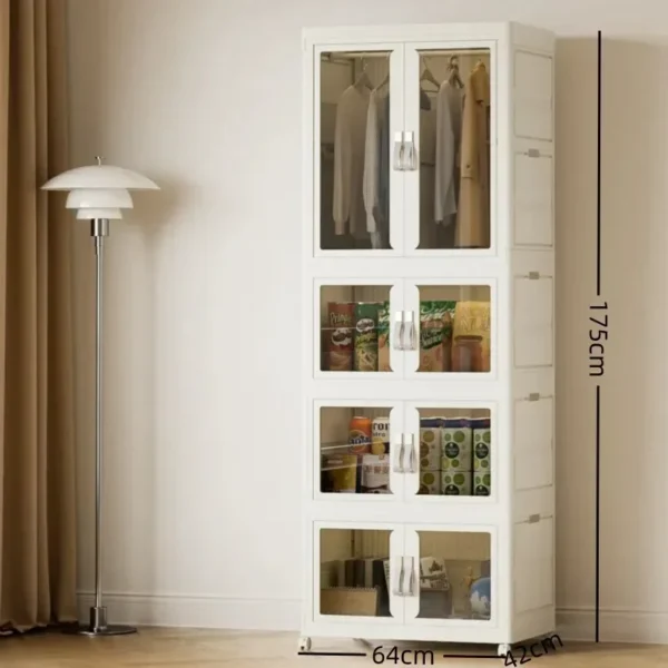 Transparent Foldable Wardrobe,Storage Container With Wheels,Closet Cabinet Bedside Organizer,Installation-Free Large Folding Bin - Image 5