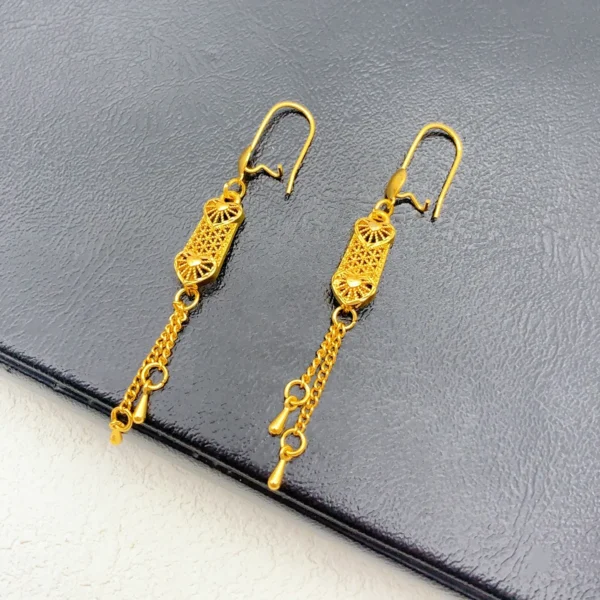 Luxury Indian Dubai 24K Gold Color Jewelry Set For Women Bridal Nigerian Tassel Necklace Bracelet Earring Ring Sets Party Gift - Image 5