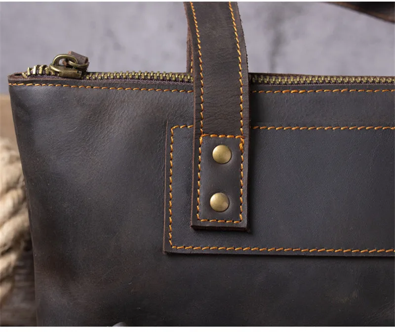 Vintage Crazy Horse Cowhide Tote Bag: 14" Leather Laptop Shoulder Bag 23 kf Scd87e740382b49619c4c8846d30714ceJ