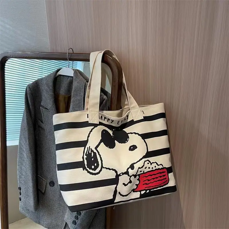 Disney Snoopy Canvas Bag: Cute Cartoon Tote for Students & Books 12 kf Sce94fb9489c243e39e58b73cf56aaaf4H