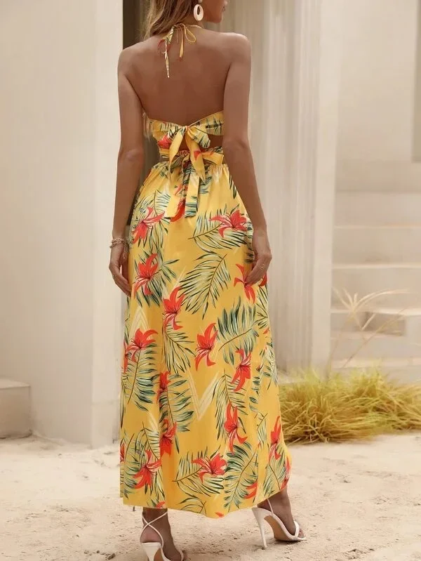 Elegant Bohemian Printed Dress: Sexy Bareback Bow Split Beach Party Wear 15 kf Sd49c71bfeed0464d99ad1f3426af099eG