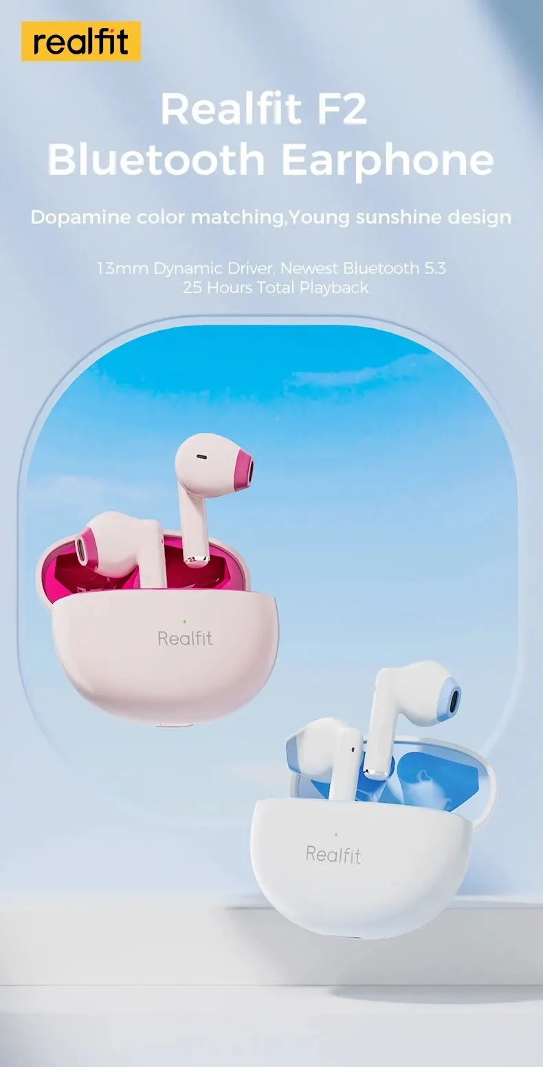 Realfit F2 TWS Bluetooth Earphone: Excellent HIFI Quality Wireless Earbuds 7 kf Sd4ea8235b28a4b03b661803a7259a382Z
