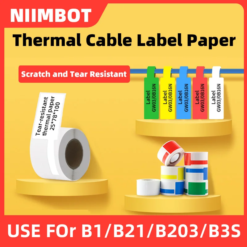 Niimbot Mini Smart Portable Printer Thermal Wire Cable Sticker Self Adhesive Waterproof Identification Fiber Tag For B1 B21 B203