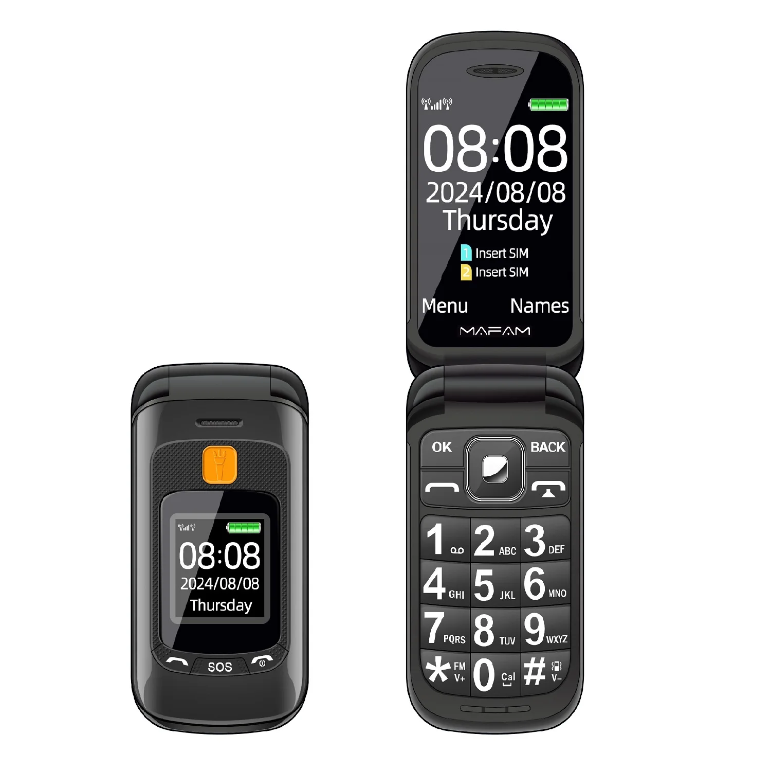 Senior Flip Dual Display Phone: Large Button, Speed Dial, SOS Call 30 kf Sd6a25a64bd9f429ea59bdc1032f17b714
