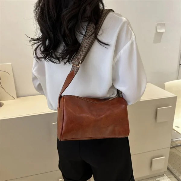Vintage PU Leather Boston Women Small Handbag and Purse Fashion Designer Crossbody Bag Female Casual Travel Pillow Shoulder Bag - Image 5