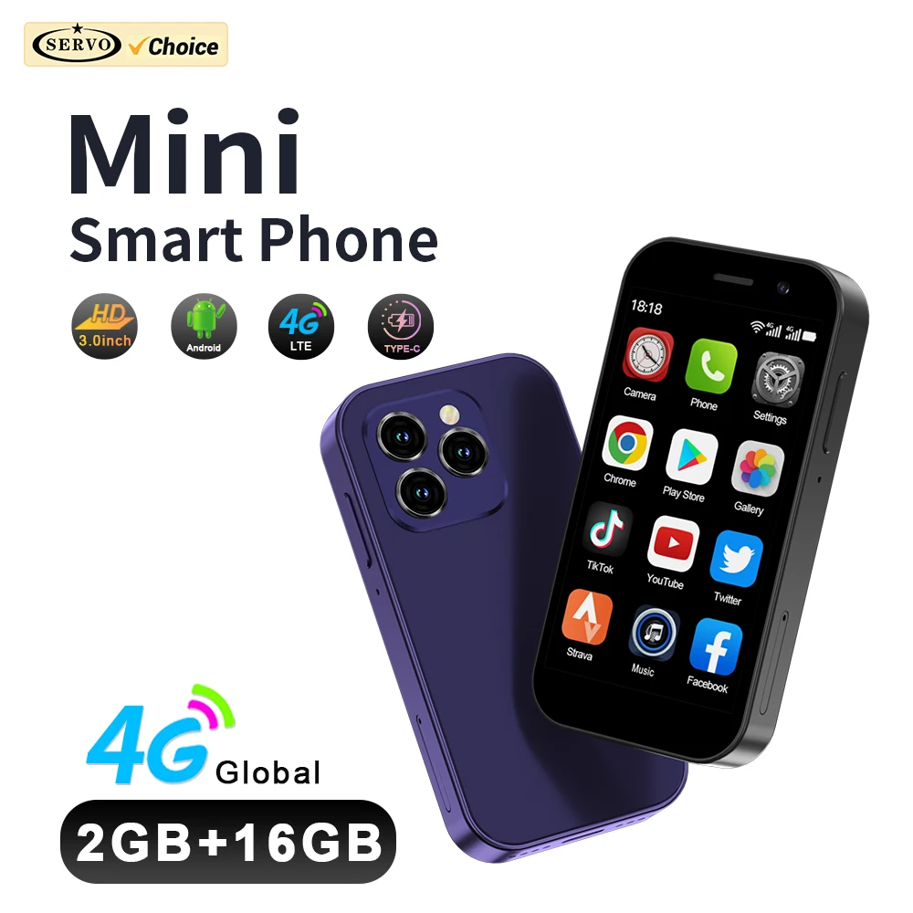 2024 New SERVO KING8000 Mini Smartphone Android 4G LTE Global GPS 3" Display 5MP Camera WIFI Small Mobile Phones 2000mAh Battery