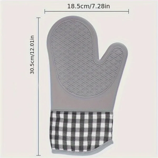 2pcs kitchen silicone anti-scalding gloves oven thickened lengthened cotton baking household microwave oven insulation gloves ha - Image 6