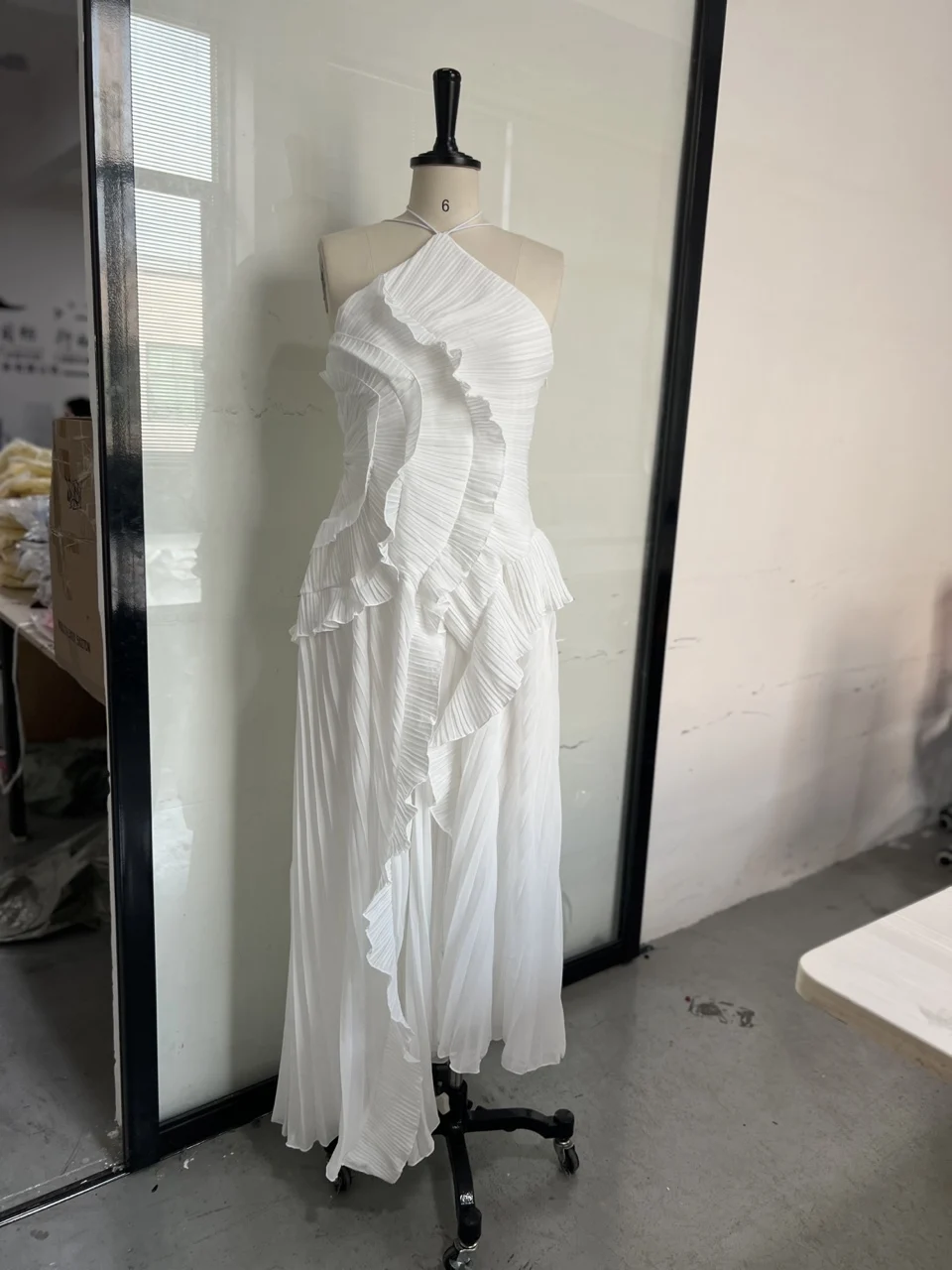 Pleated Halter Neck Maxi Dress: Purple Strapless Lotus Edge Vacation Gown 11 kf Se1fa9275b69b4c1a97c84b9534efb34dd