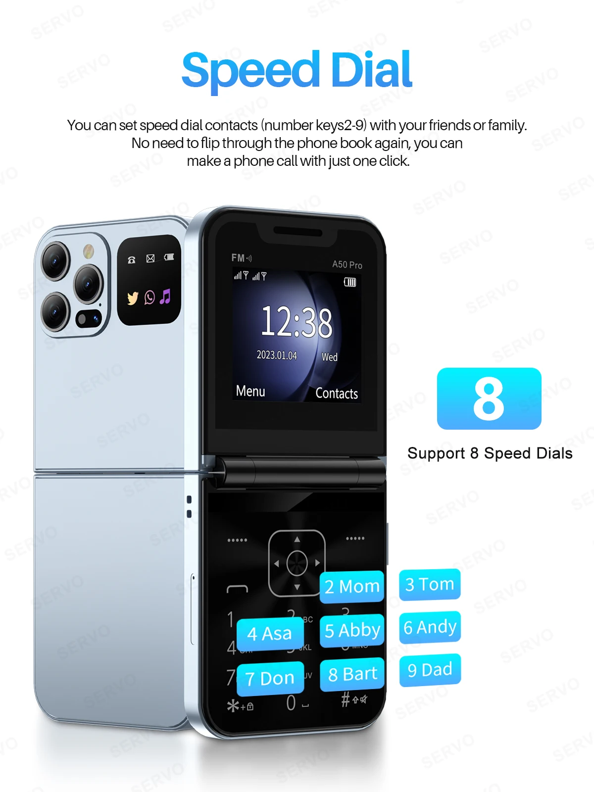 SERVO A50 Pro Foldable Phone: Dual SIM GSM, Electric Torch, Type-C 24 kf Se25d6aa898cb4739a973ade949508f03P