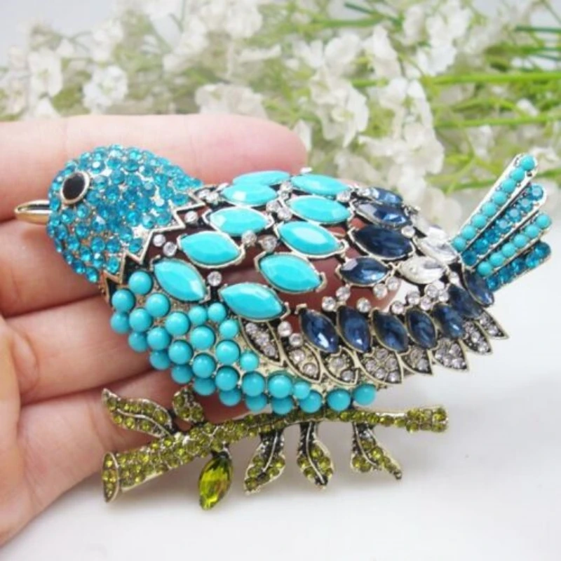 Creative New Women Girls Luxury Crystal Bird Brooch Badges Fashion Classic Rhinestone Party Pin Accessories For Ladies's Coat