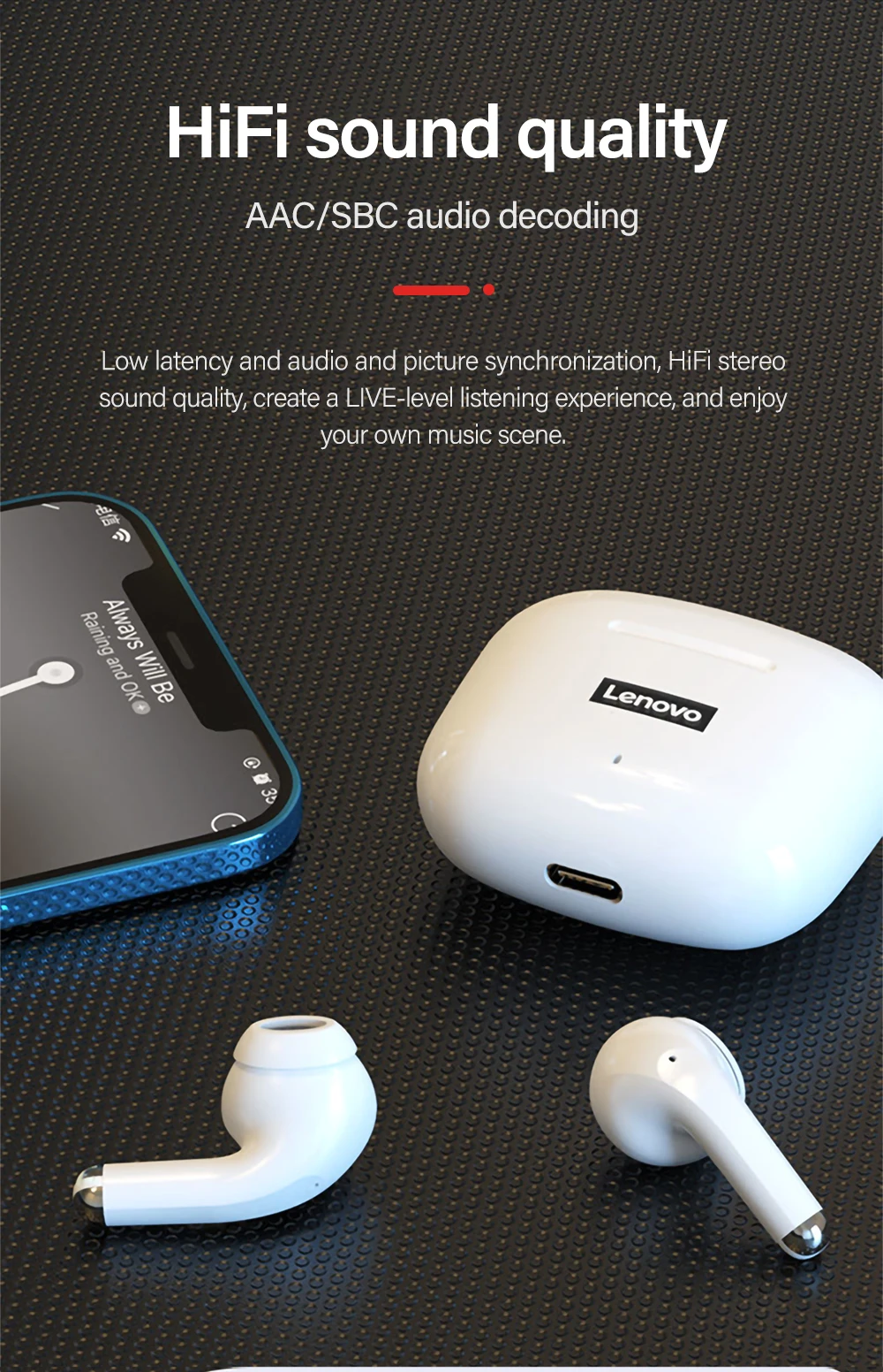 5PCS Lenovo LP40 Pro TWS Earphone: Bluetooth 5.0, Noise Reduction, Touch 10 kf Se5e07a1429fa498cb3441dea2da65917l