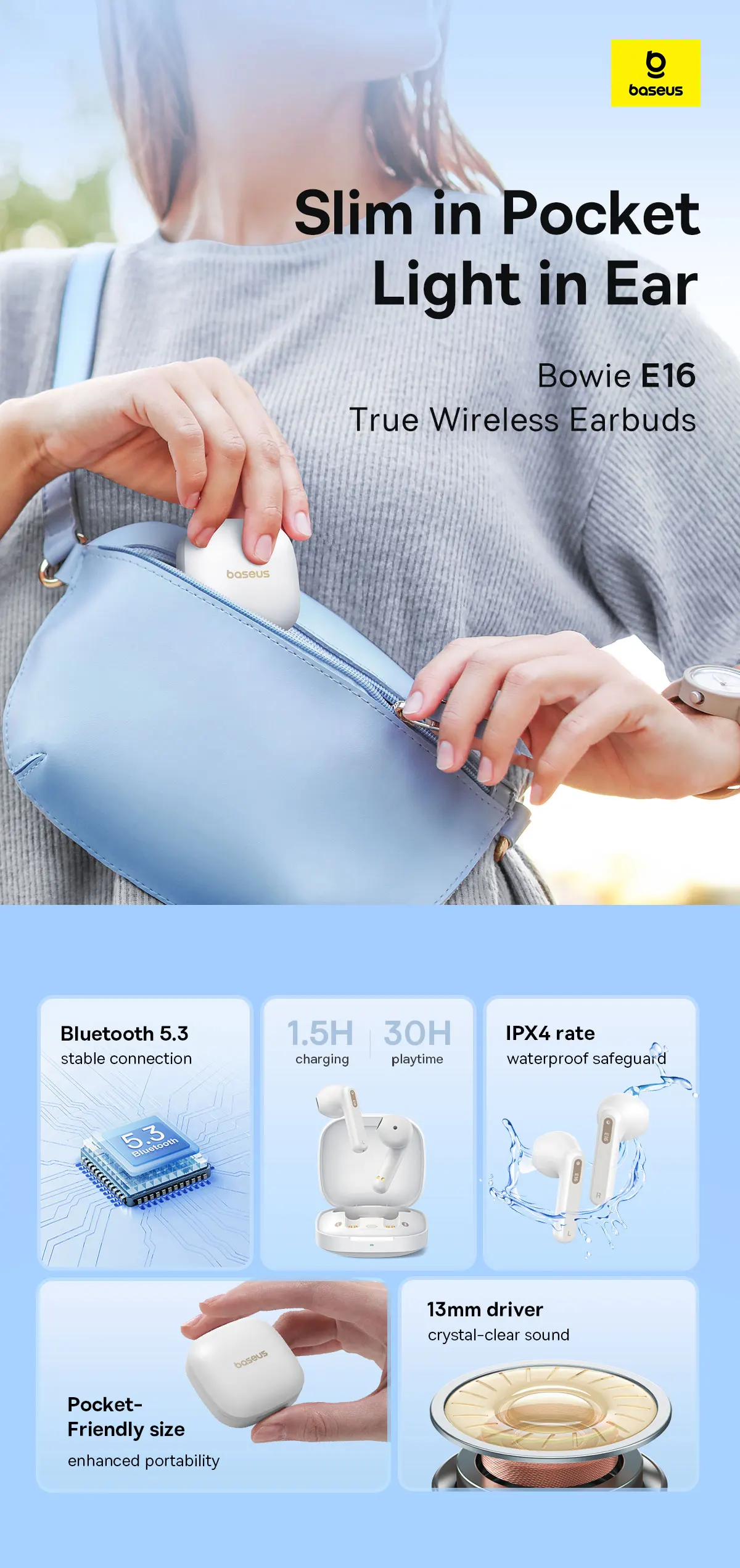 Baseus Bowie E16 TWS Earphone: Bluetooth 5.3, 30H Battery Life, IPX4 9 kf Se688a052b064474499b62f375023f5ad8