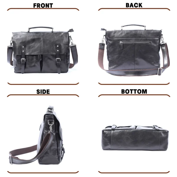 Genuine Leather Men's Brifecase 15 Inch Laptop Bags Simple Cowhide Messenger Bag Vegetable-tanned Leather Fashion Casual Style - Image 5