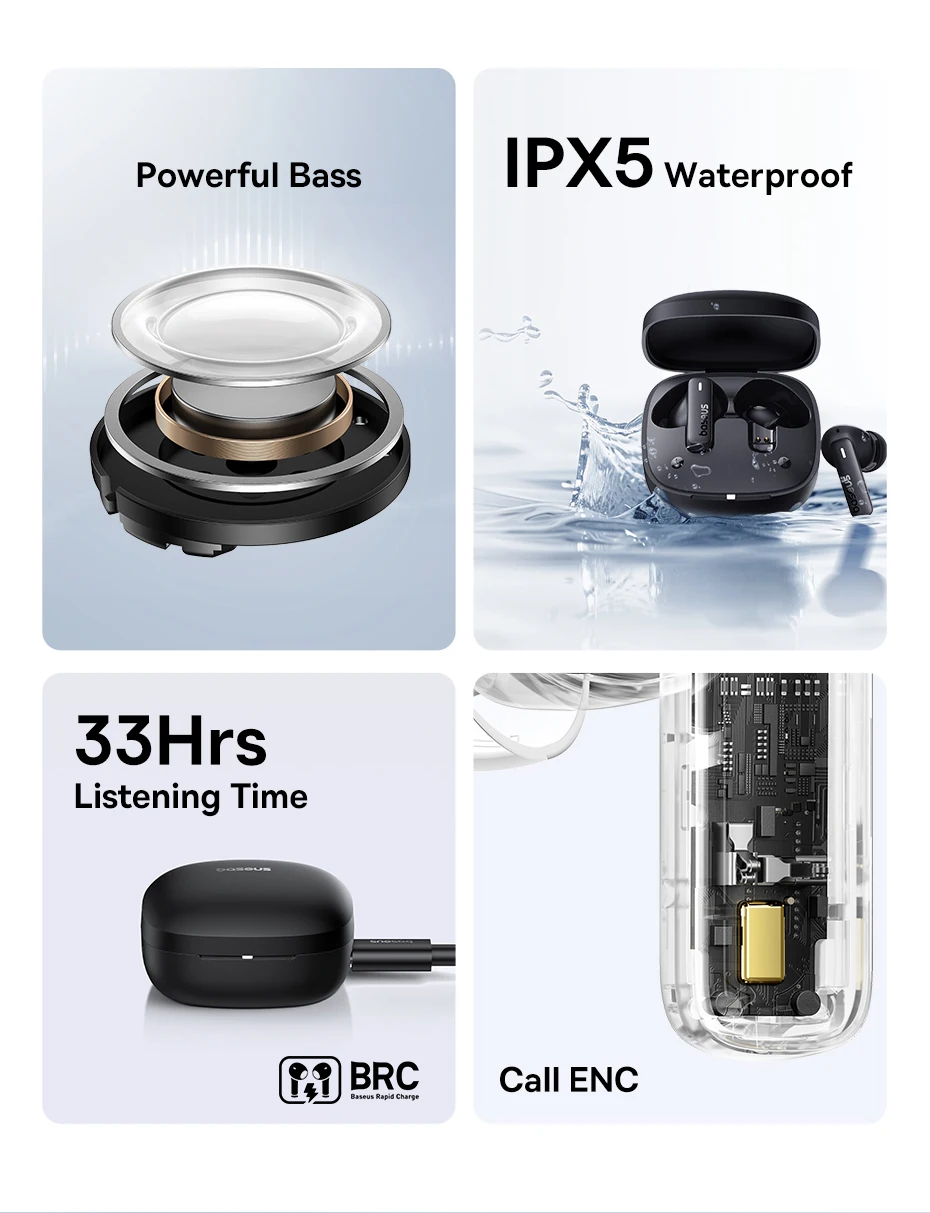 Baseus Bowie E19: Bluetooth 5.3, Big Bass 12mm Drivers, IPX5 Waterproof 10 kf Se93cab58bf334167833c6336d778f3d6F