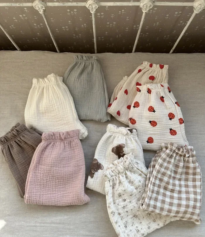 Organic Cotton Baby Pants: Newborn Toddler Cute Print Soft Muslin Capris 10 kf Se9e5518ac6bf4daa9d51160ba8f8228dR
