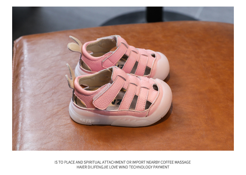 Baby Girls Boys Sandals: Genuine Leather Soft-Soled School Beach Shoes 19 kf Sea0902e7fe1848f7909a209b14bd1a17m