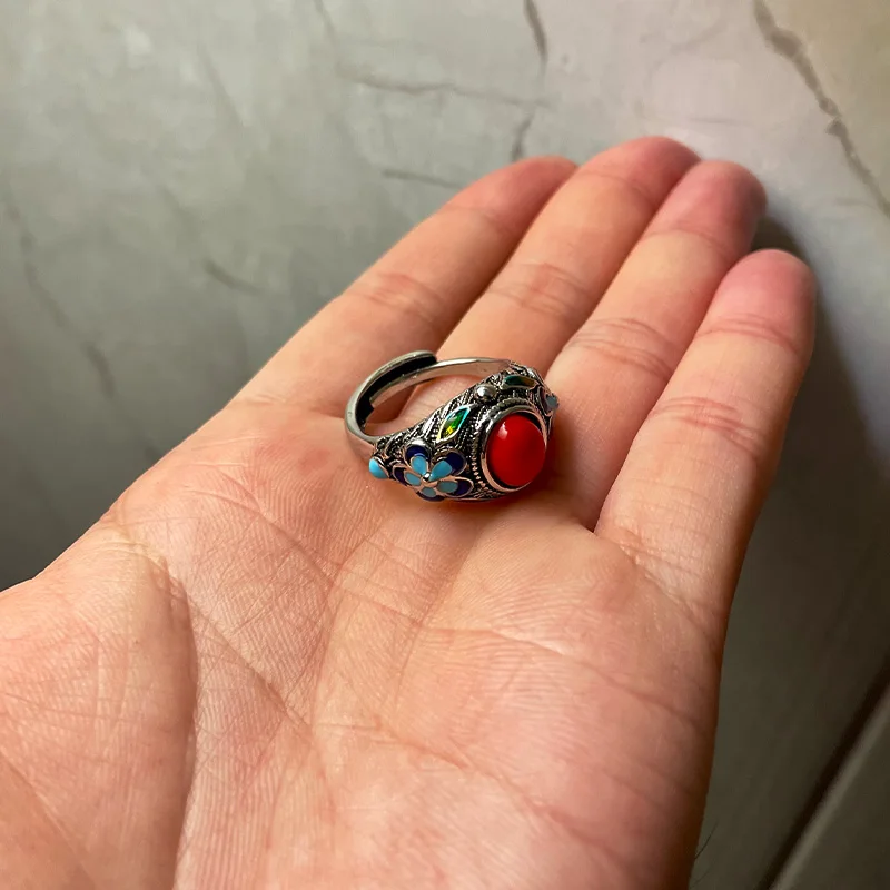 Retro Filigree Inlaid Ring: Burnt Blue Gothic Open Ring (Handmade) 14 kf Seaaf819ce24c40db99b3b894dd9c0907D