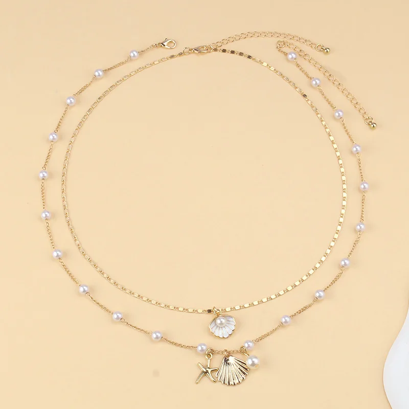 2-Pc Gold Plated Starfish Necklace: Pearl Ocean Beach Jewelry for Women 13 kf Sed31d34f90884af38ee3f202b8f0b7ddR