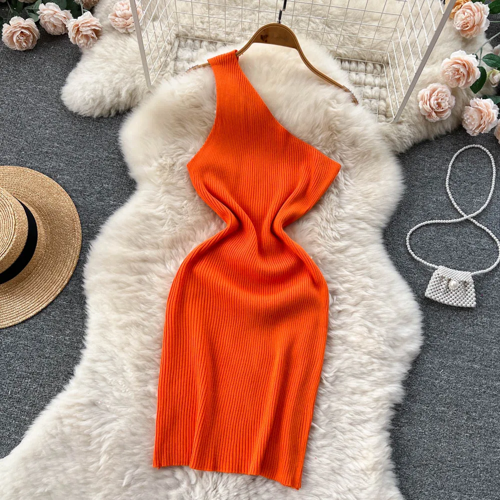 Solid Mini Dress: Sexy Slim Elastic Knit Party Dress (Package Hips) 7 kf Sed47574702d243b482efd251ad0a4b1eG